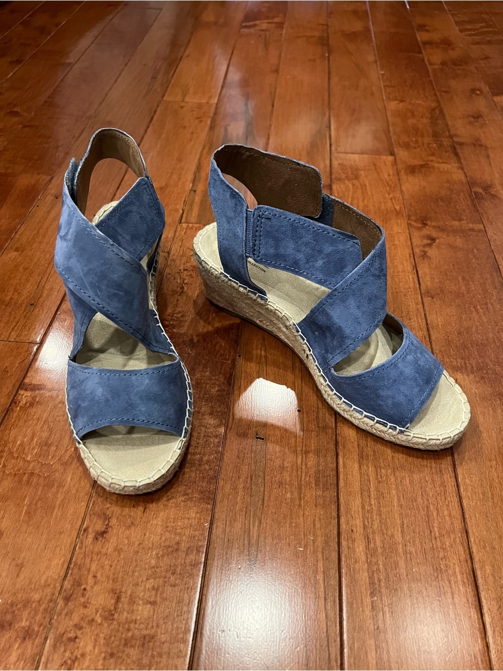 Rockport Blue Suede Espadrille Wedge Sandals
